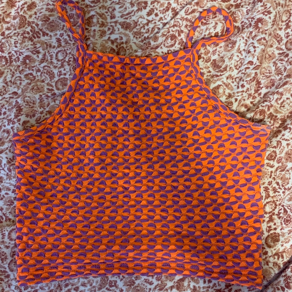 orange and purple Topshop tank